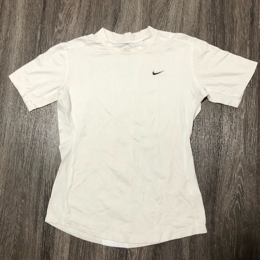 Nike Pro Dri-FIT T-shirt - Cream and White, S (4-6)